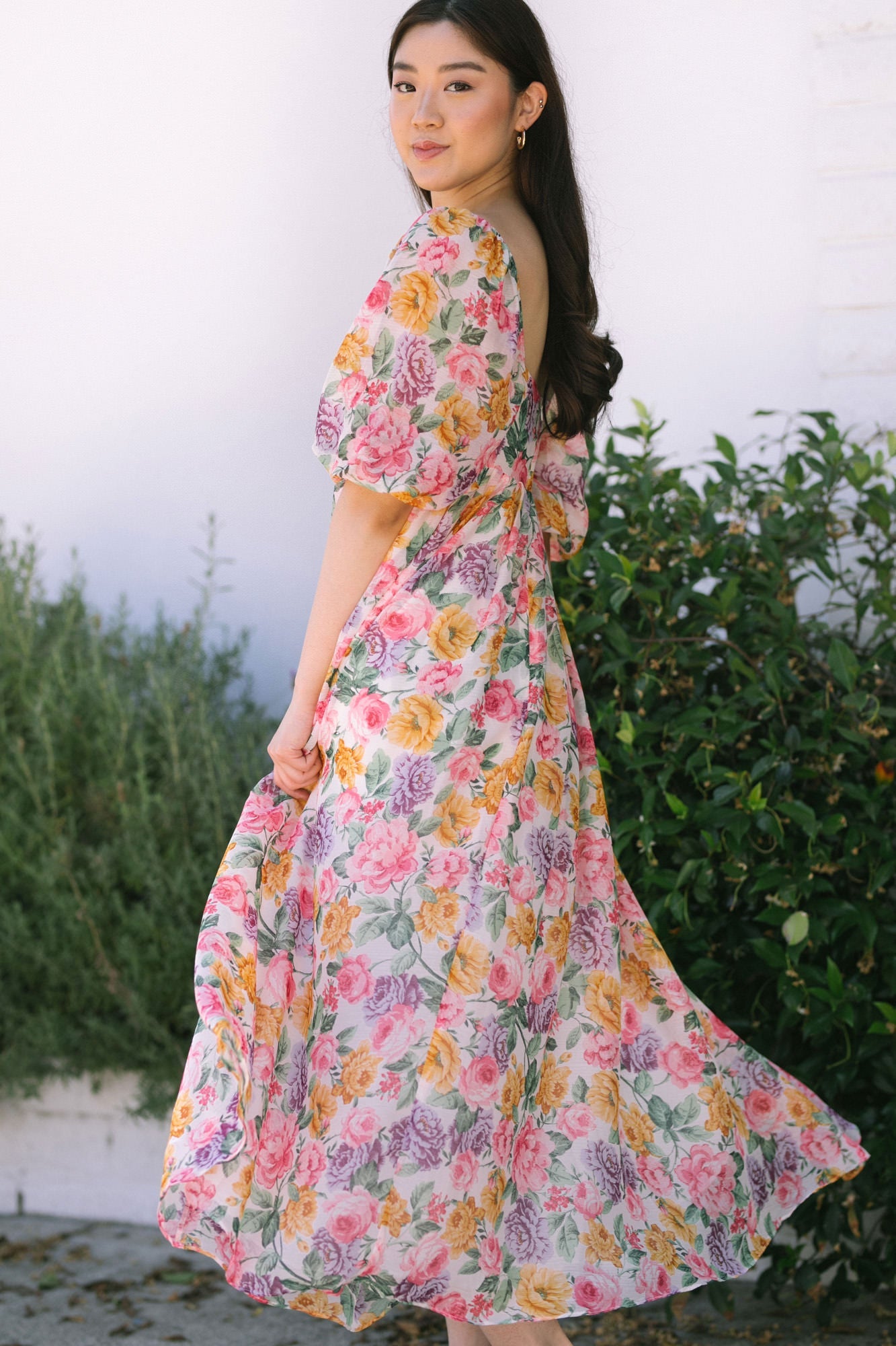 layered sleeves printed maxi dress - ALOFI - Women Designer Dresses