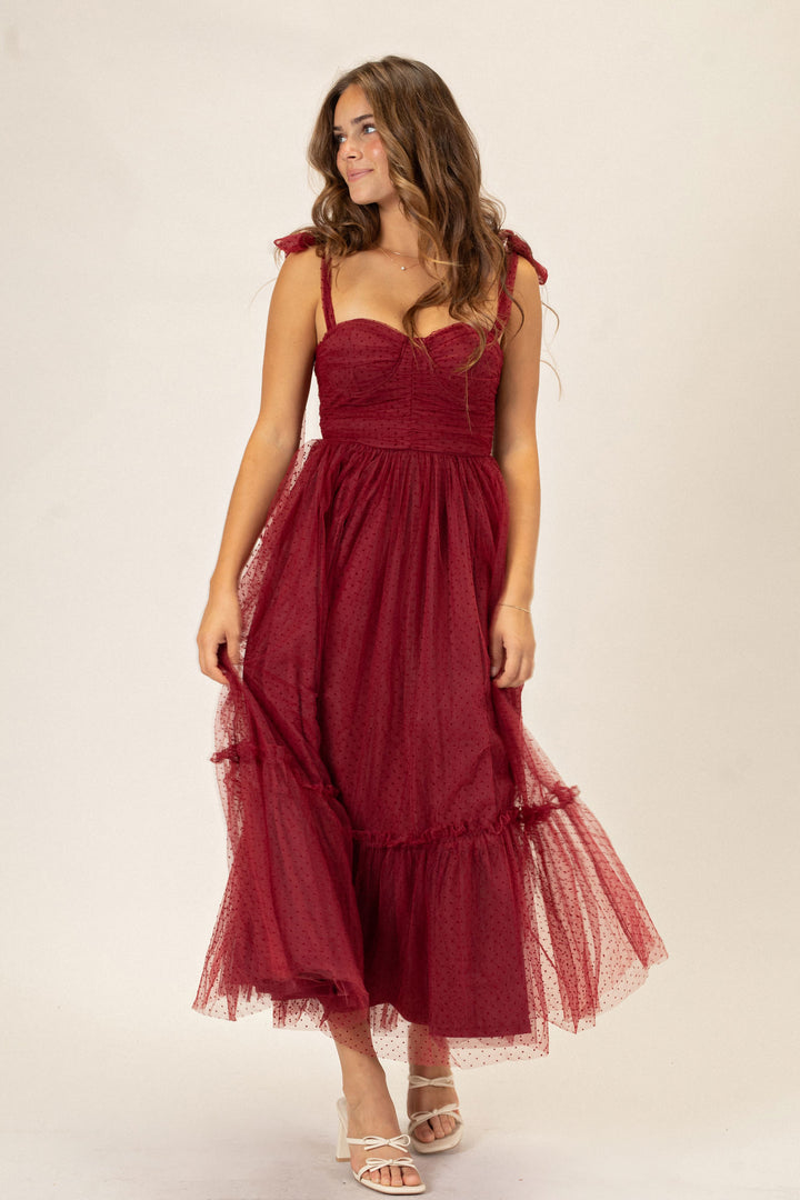 Nadia Dotted Tulle Maxi Dress