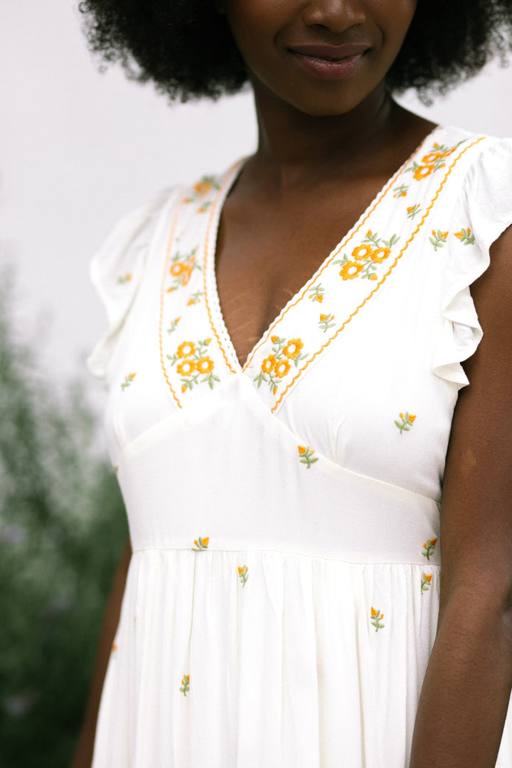 Marcella Embroidered Midi Dress
