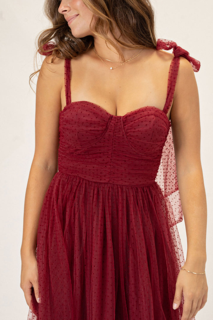 Nadia Dotted Tulle Maxi Dress