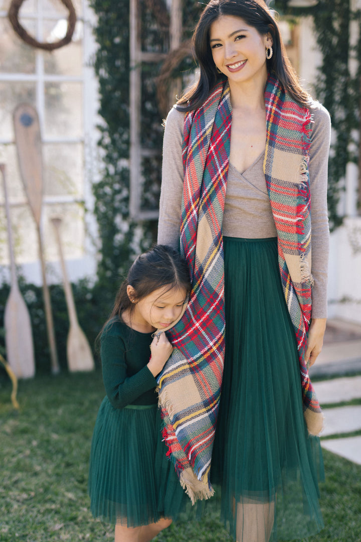 Vienna Pleated Tulle Midi Skirt