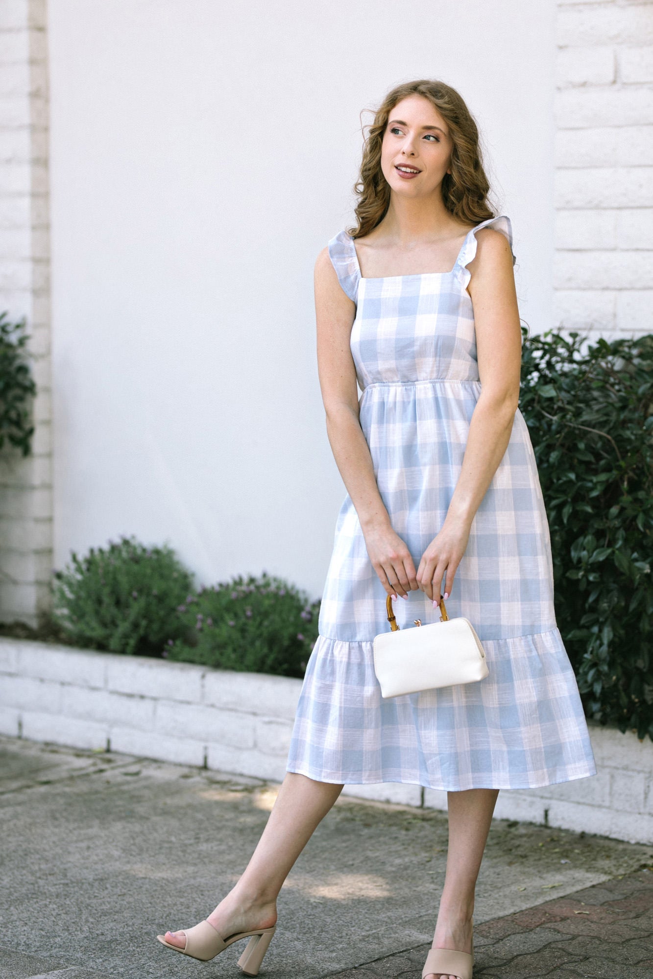 Reagan Gingham Midi Dress - Morning Lavender Boutique Dresses