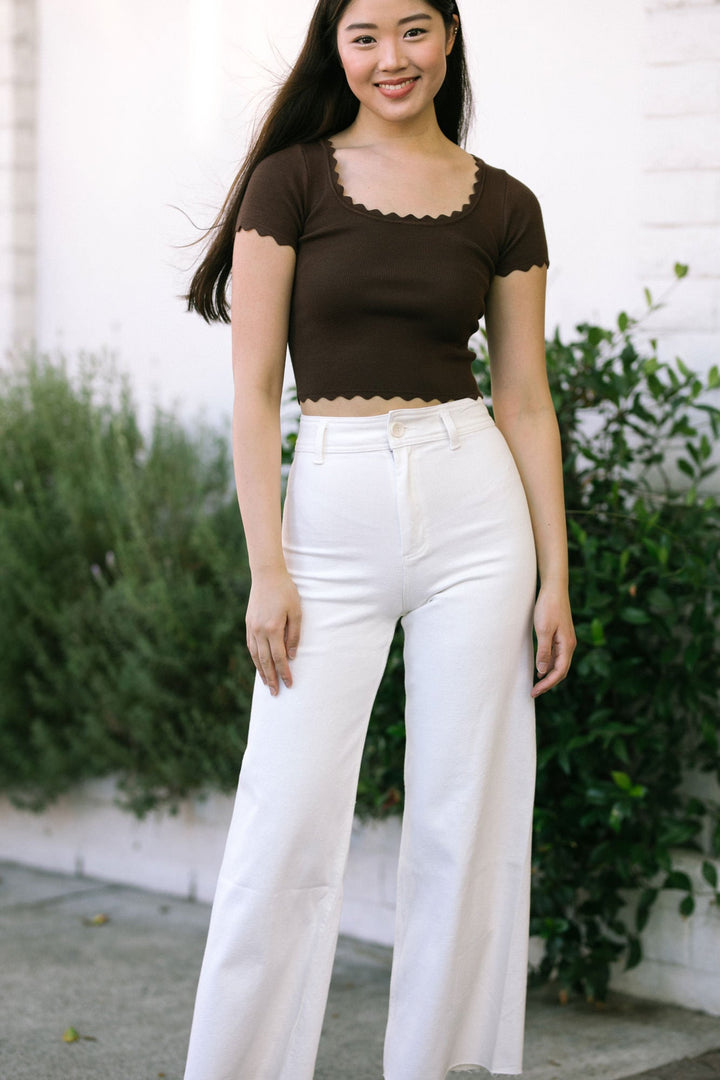 Sharon Scalloped Cropped Top