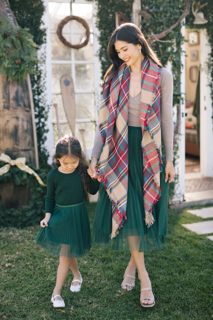 Vienna Pleated Tulle Midi Skirt