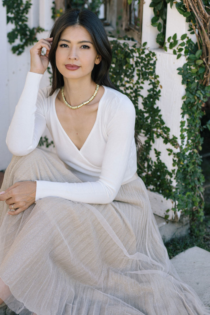 Vienna Pleated Tulle Midi Skirt