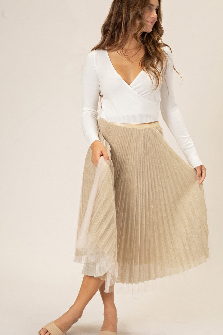 Vienna Pleated Tulle Midi Skirt