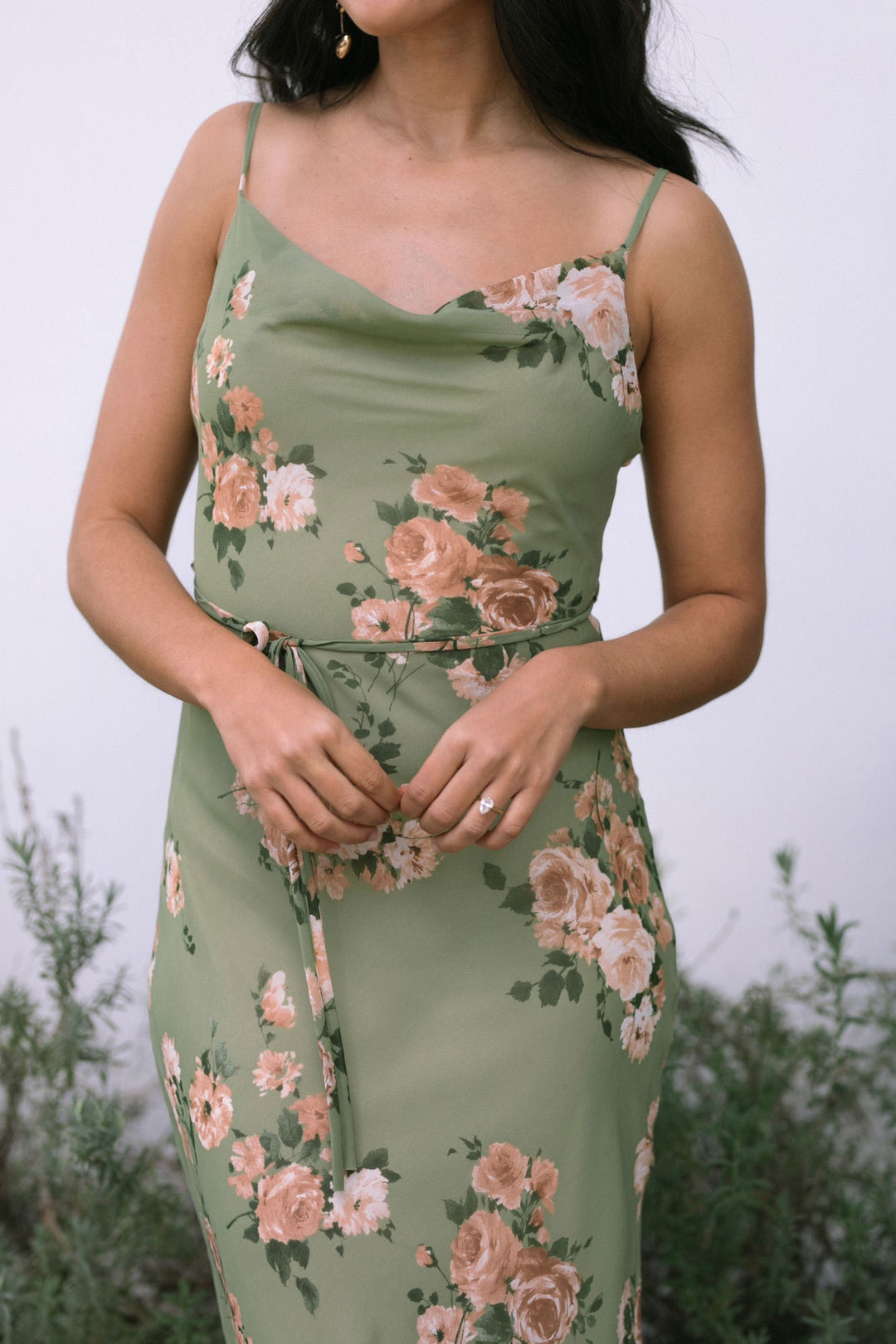The Green Sweetheart Neck Floral Slip Mini Dress
