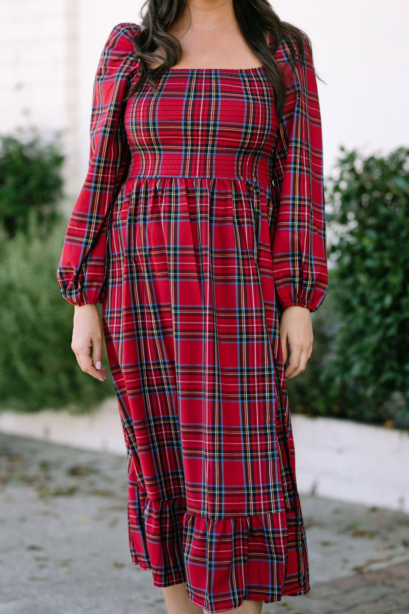 Plaid smocked outlet dress