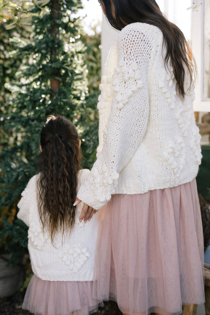 Mini Devin Heart Knit Cardigan