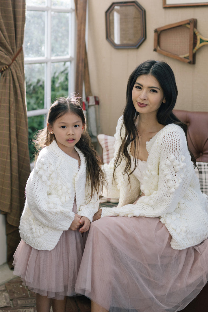 Mini Devin Heart Knit Cardigan