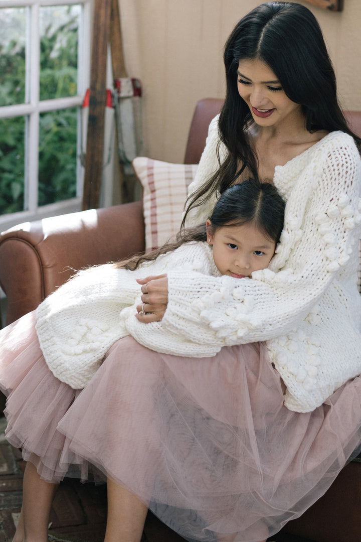 Mini Devin Heart Knit Cardigan