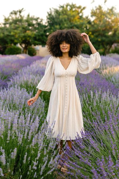 Valerie Buttoned Midi Dress - Morning Lavender Boutique Dresses