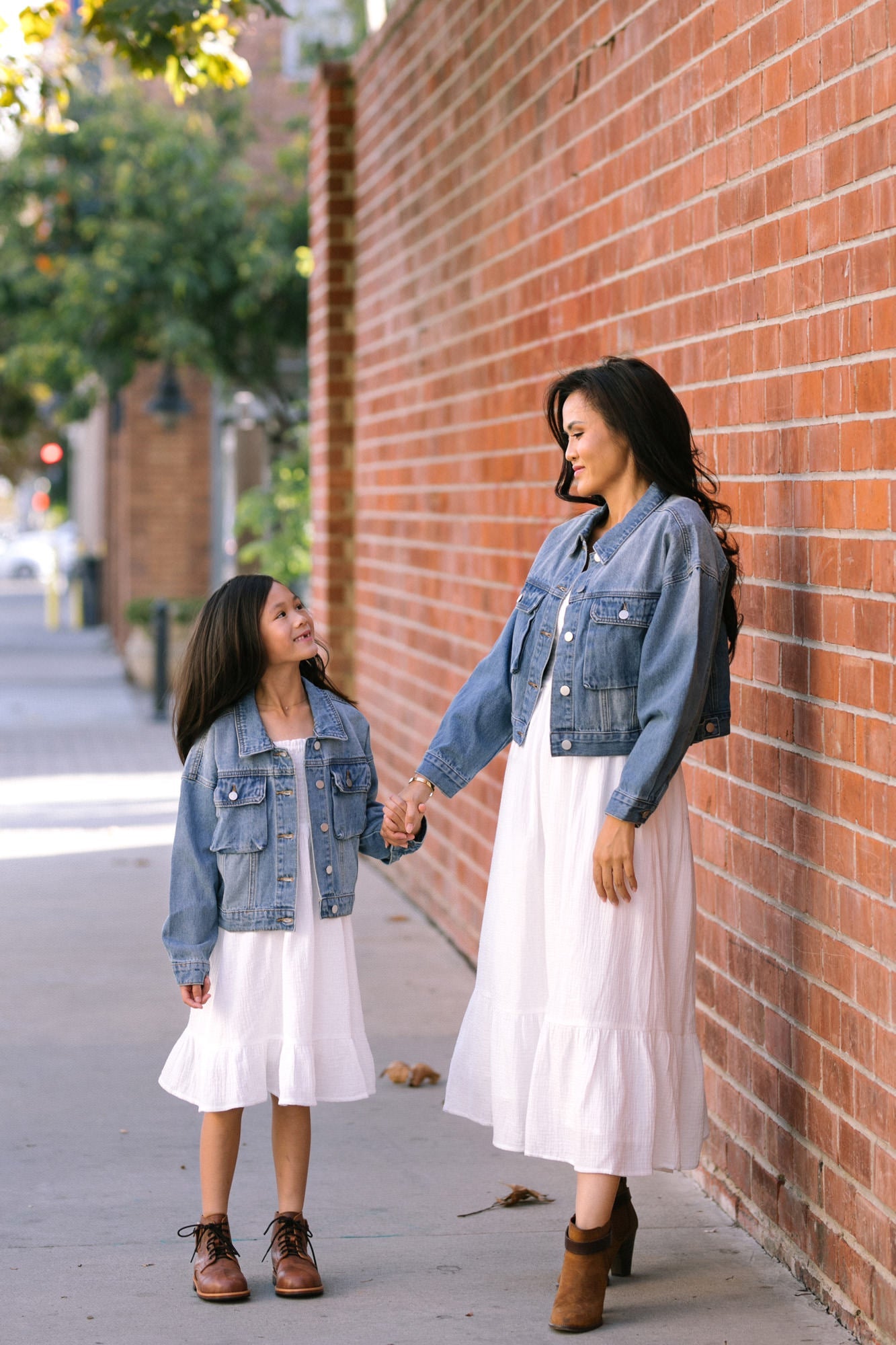 Cropped denim clearance jacket with dress