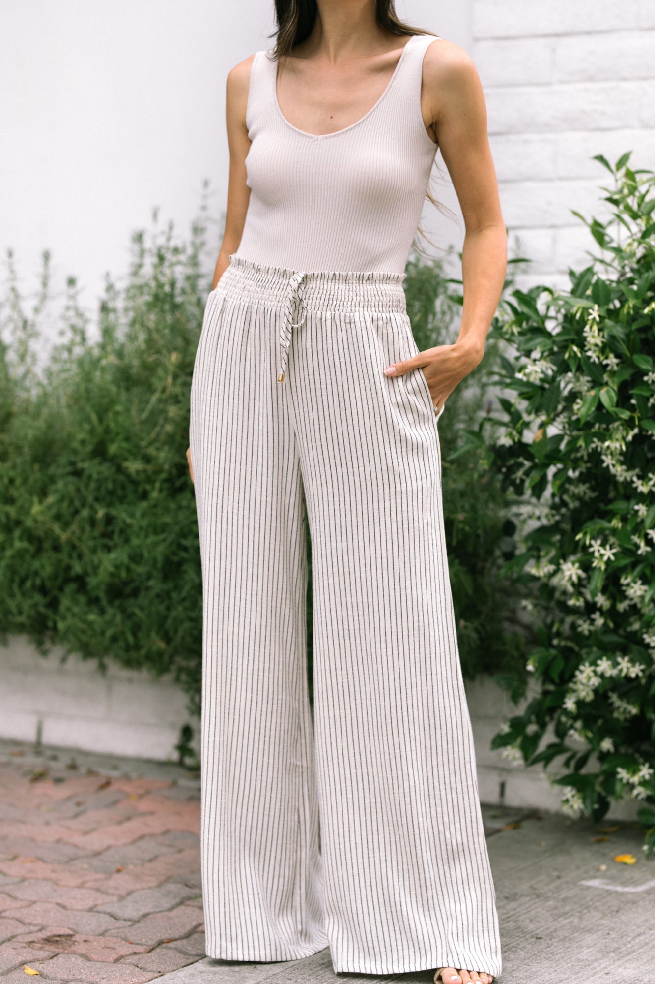 Francine Striped Smocked Pants - Morning Lavender Boutique Pants