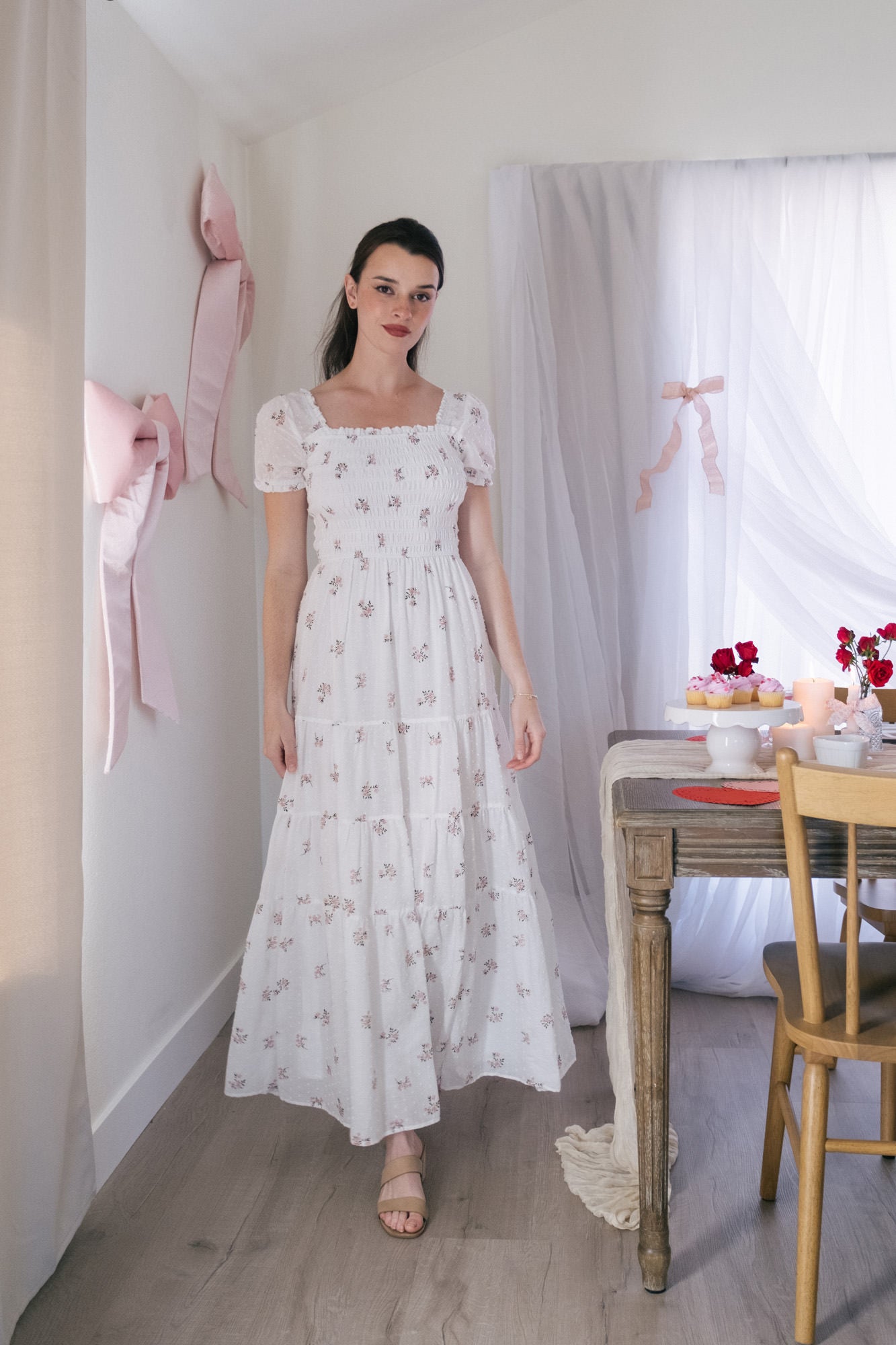 【完売品】サンサカエプチ　Laura smocked dress Melrose Smocked Maxi Dress - Morning Lavender Boutique Dresses