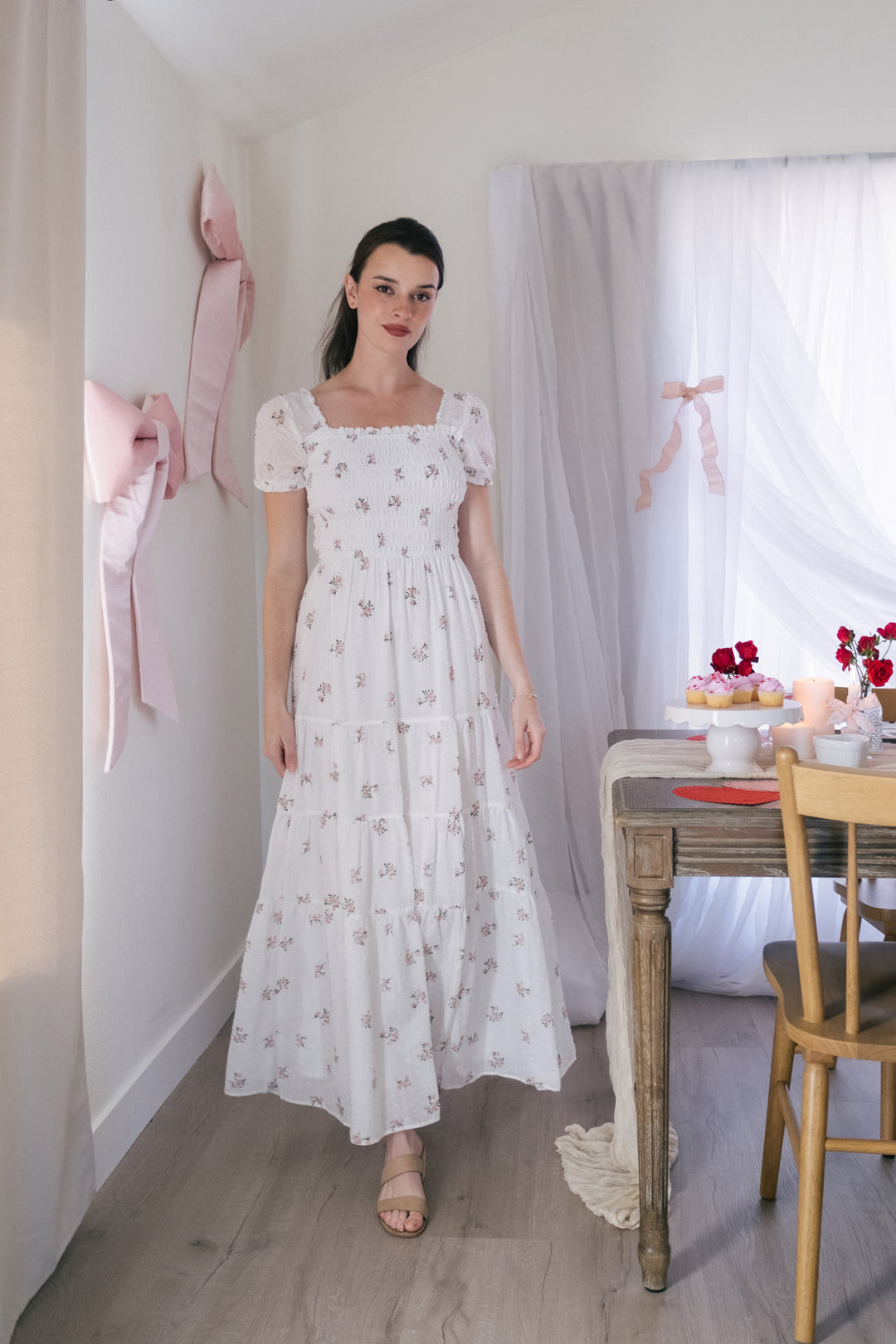 Melrose Smocked Maxi Dress - Morning Lavender Boutique Dresses Melrose Smocked Maxi Dress - Morning Lavender Boutique Dresses