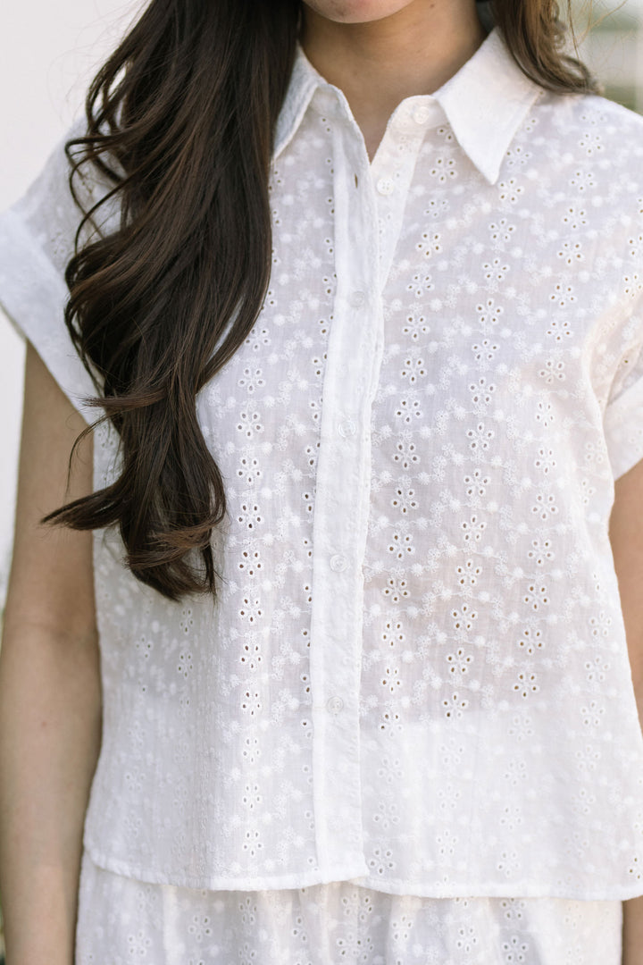 Jojo Eyelet Button Up Shirt