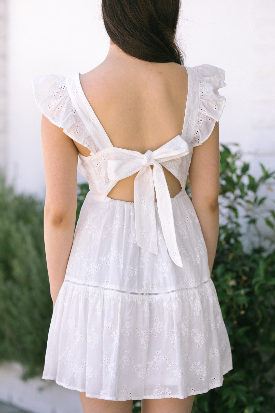Morning in Mallorca White Cotton Eyelet Short Sleeve Mini Dress