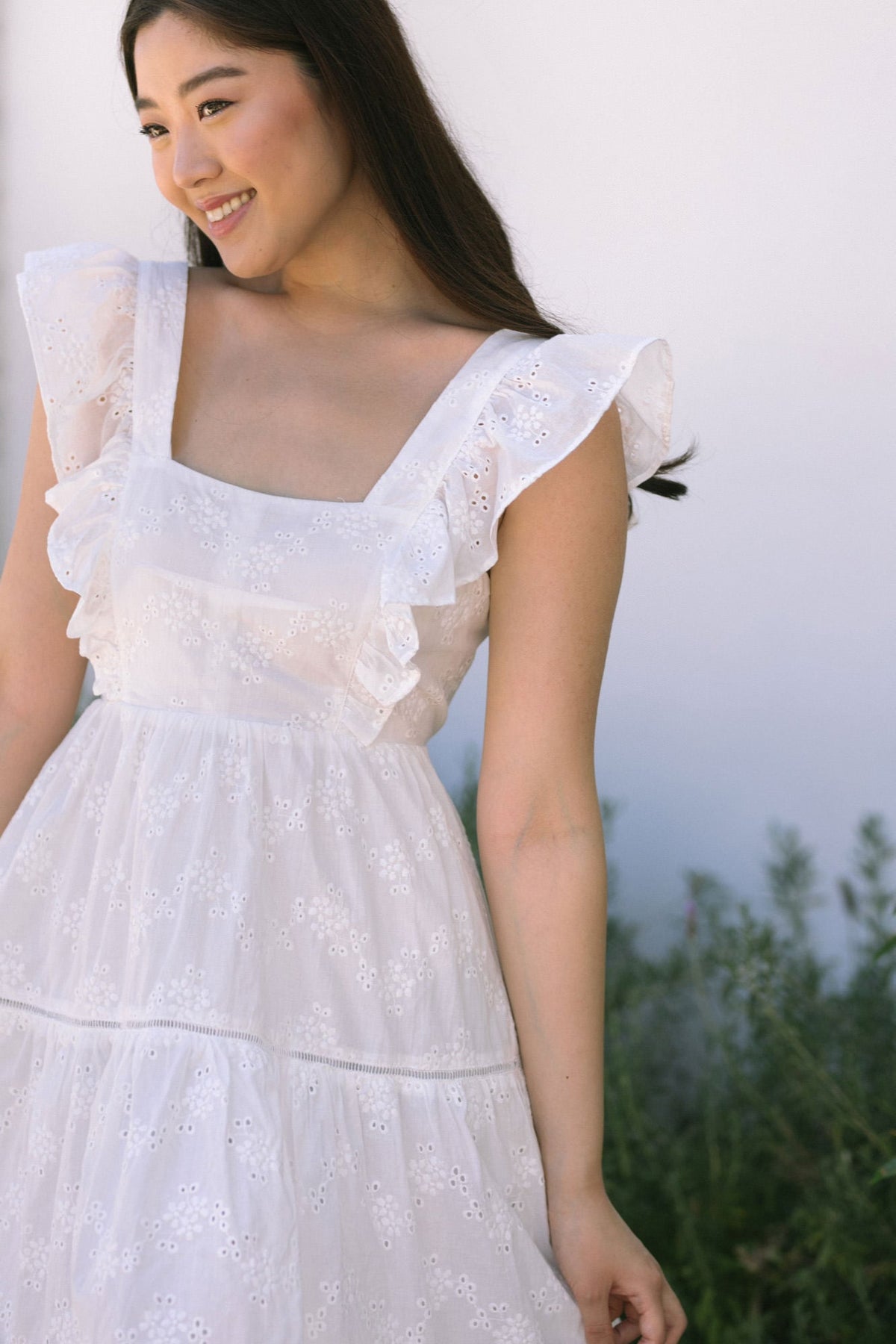 Morning in Mallorca White Cotton Eyelet Short Sleeve Mini Dress