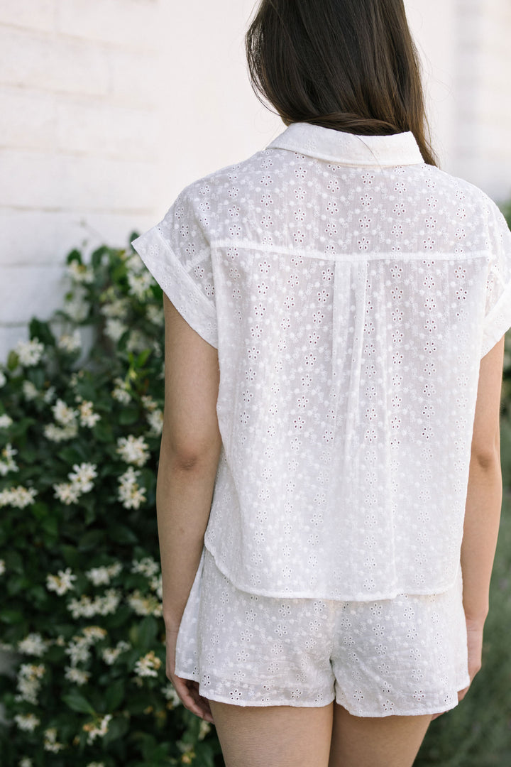 Jojo Eyelet Button Up Shirt