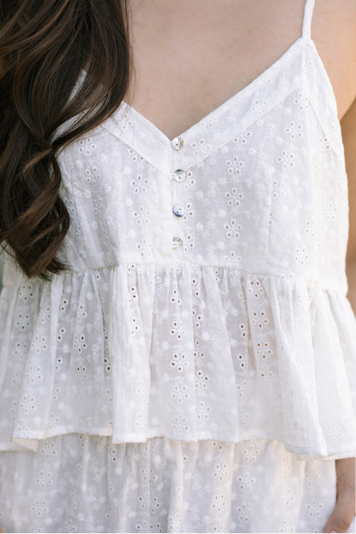 Jojo Eyelet Peplum Top