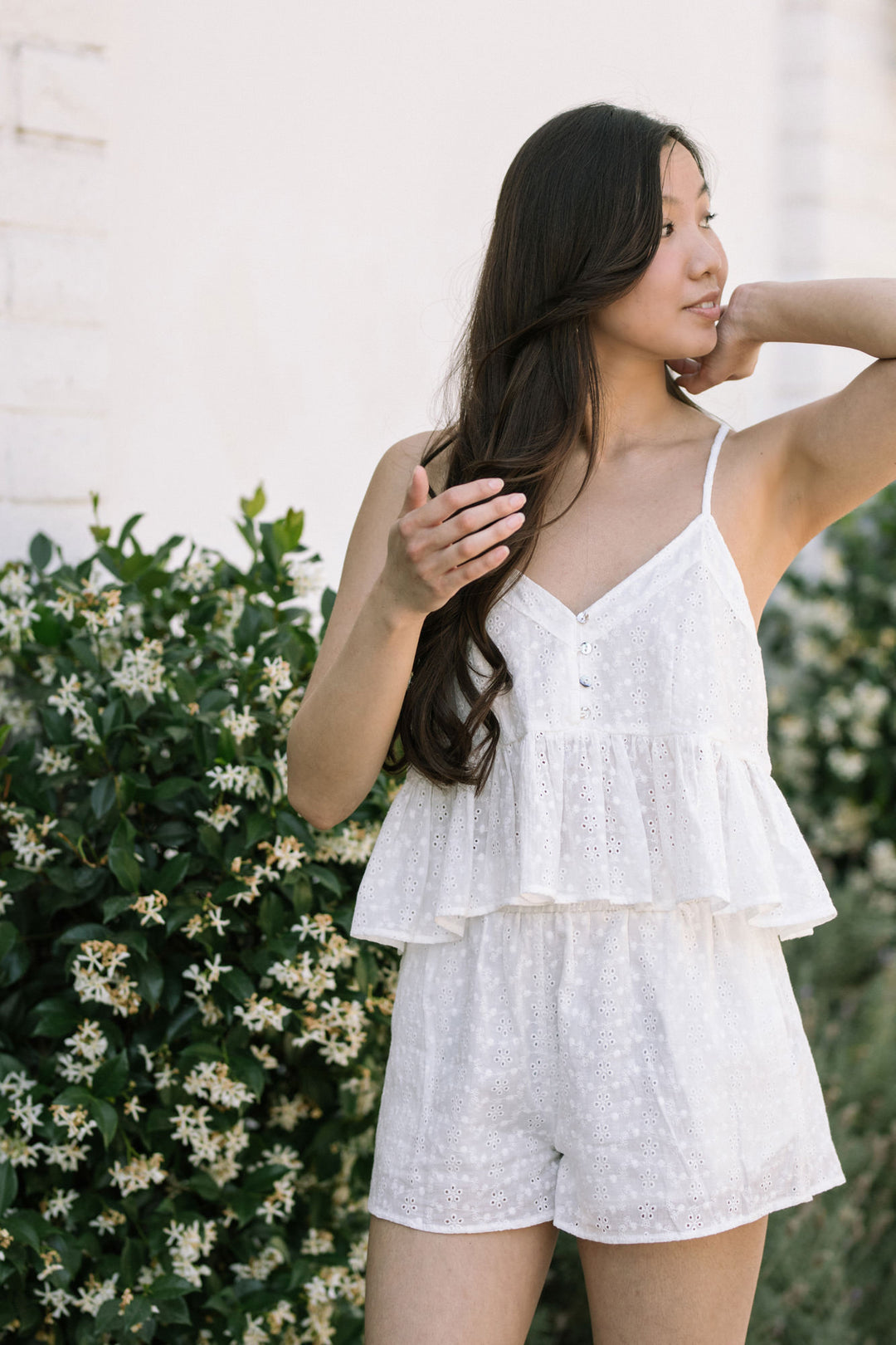 Jojo Eyelet Peplum Top