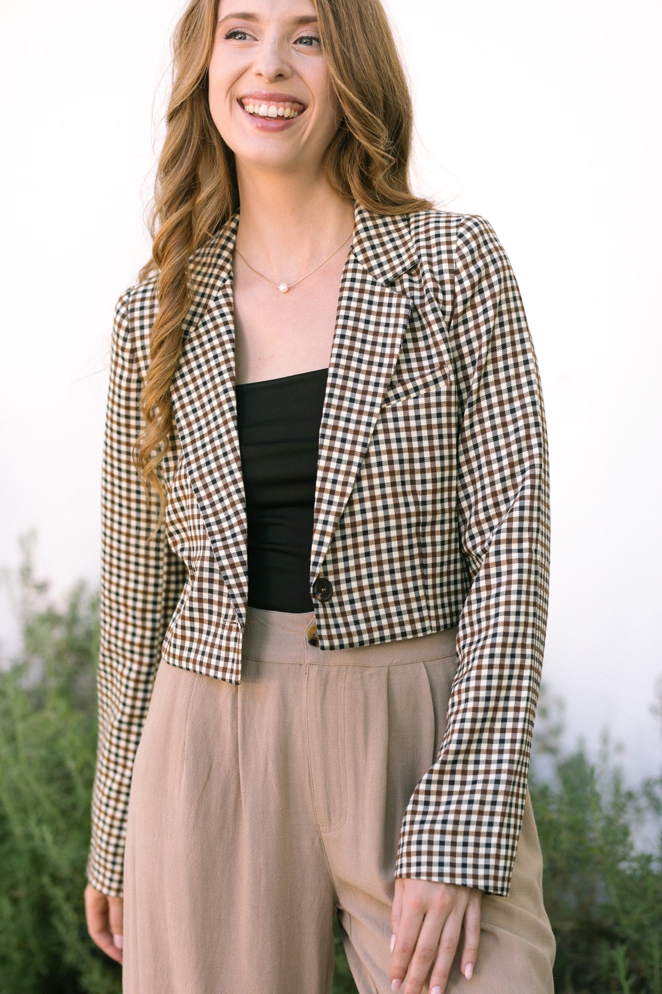 Plaid 2025 cropped blazer