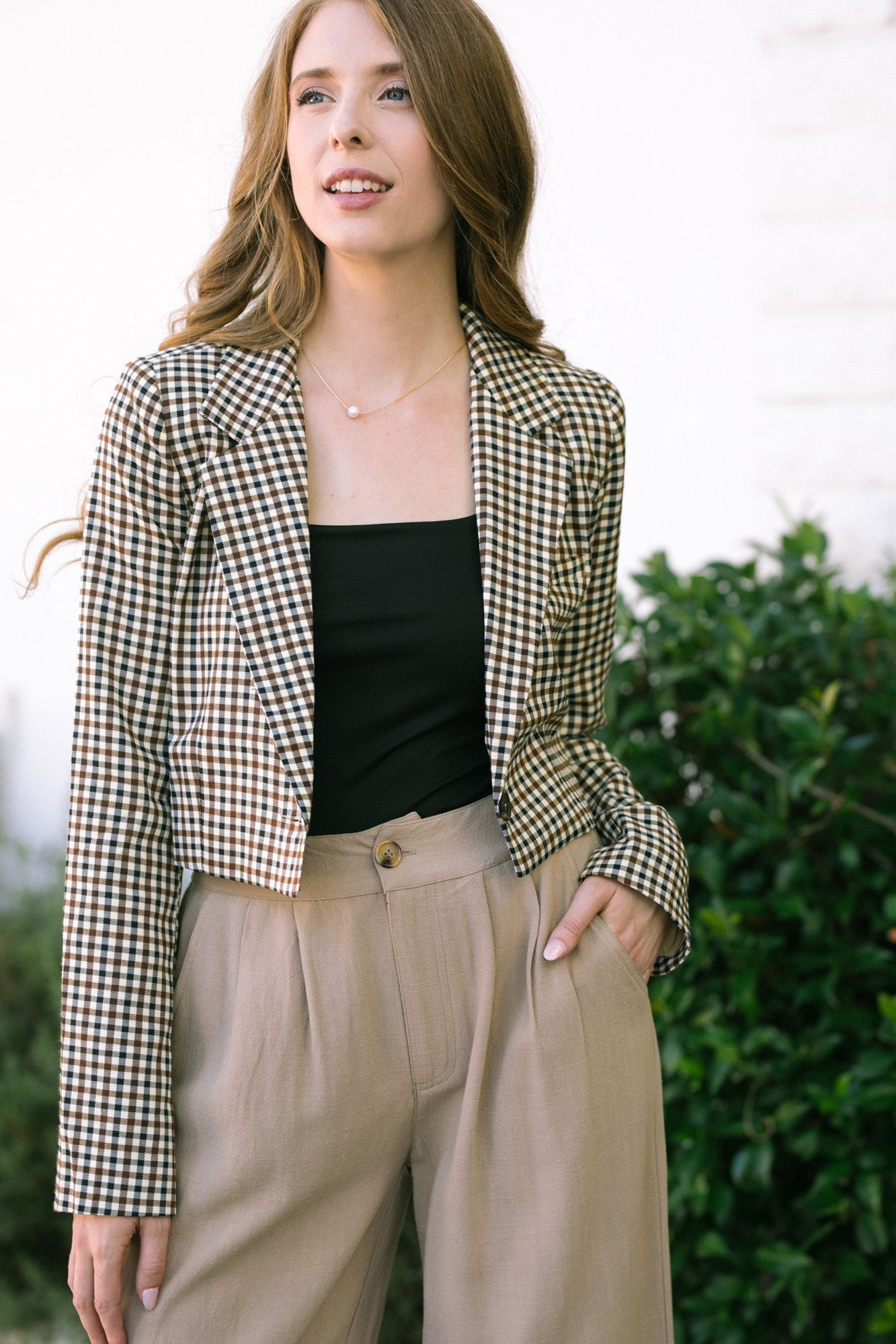 Plaid on sale cropped blazer