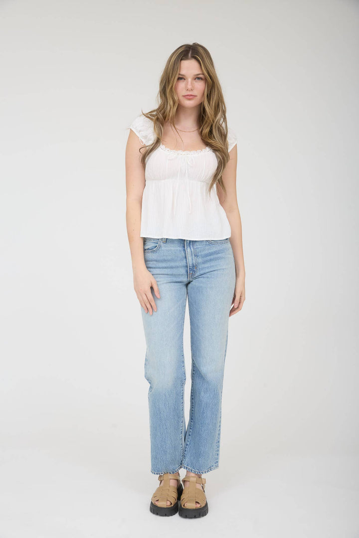 Cameron Front Tie Short Sleeve Top