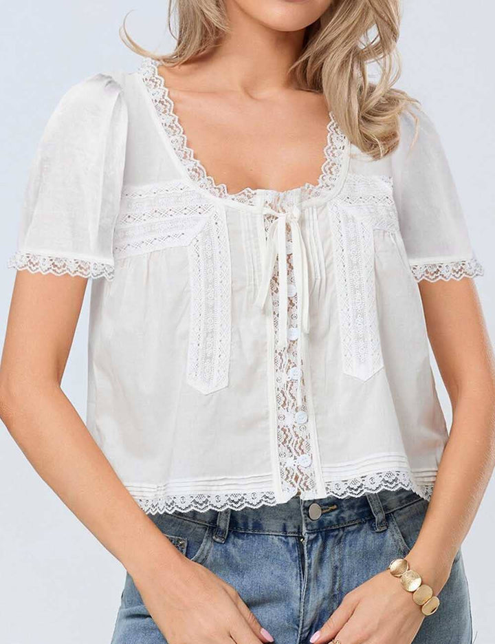 Melinda Square Neck Front Tie Top