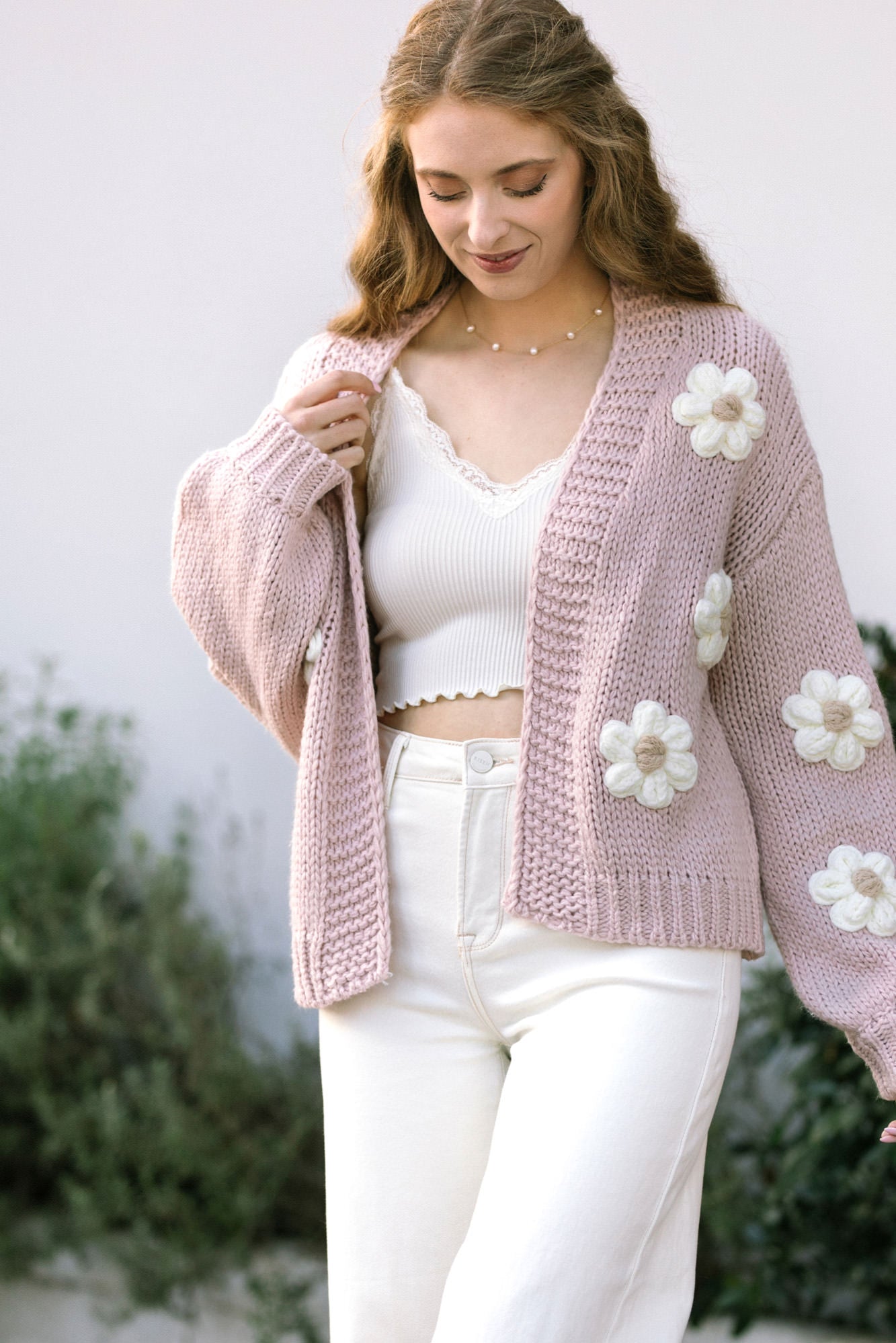 Lavender Checker Bow Cozy Cardigan
