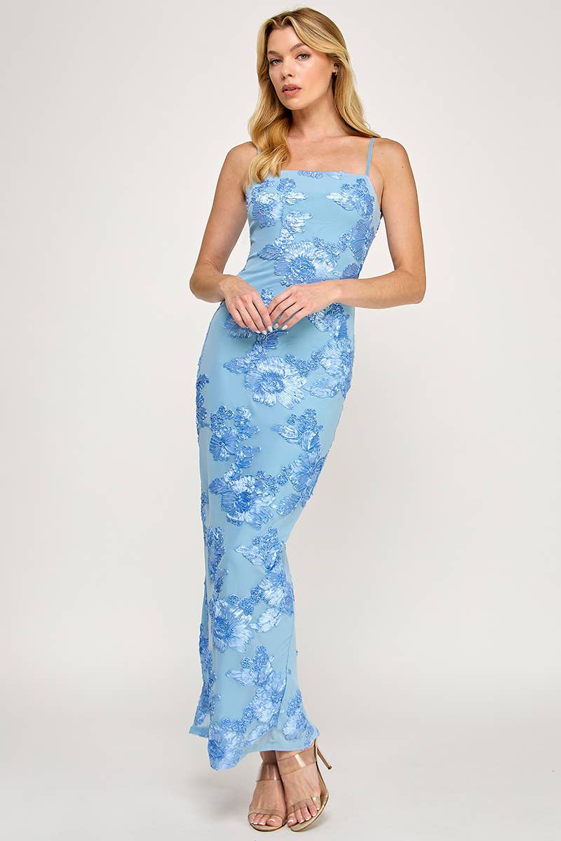 Julia Mesh Floral Embroidered Maxi Dress