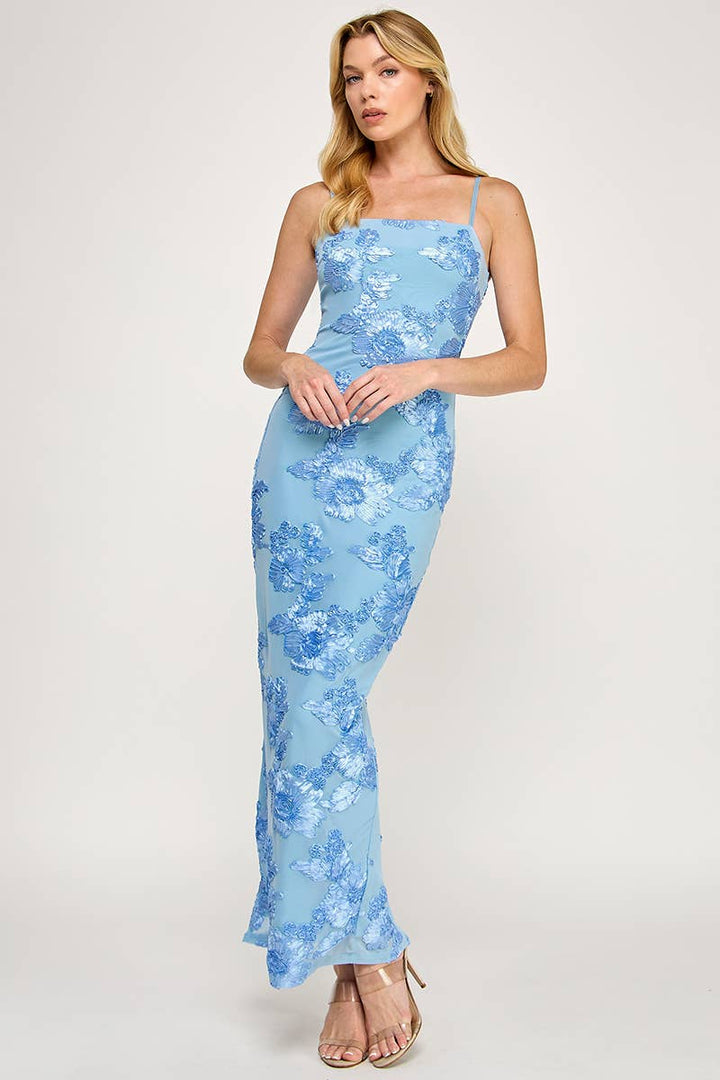 Julia Mesh Floral Embroidered Maxi Dress