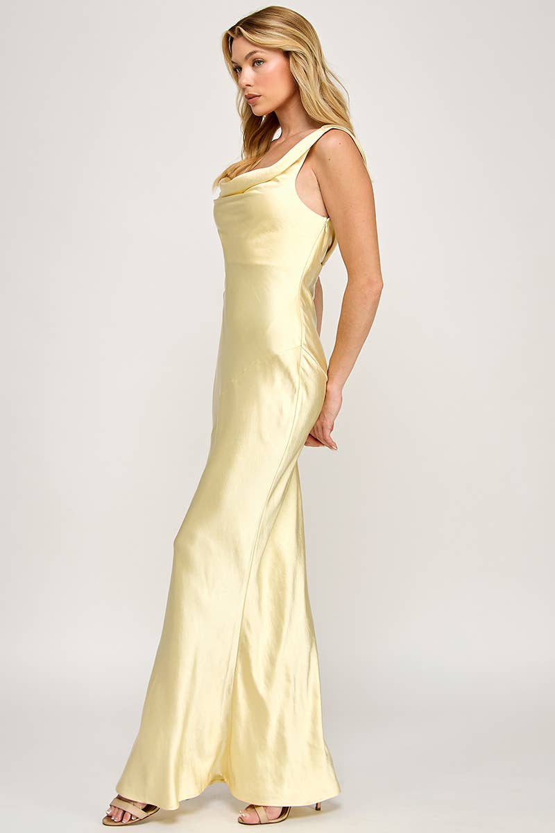 Kate Cowl Neck Satin Maxi Dress