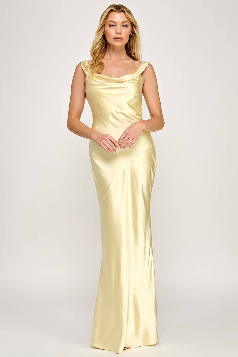 Kate Cowl Neck Satin Maxi Dress