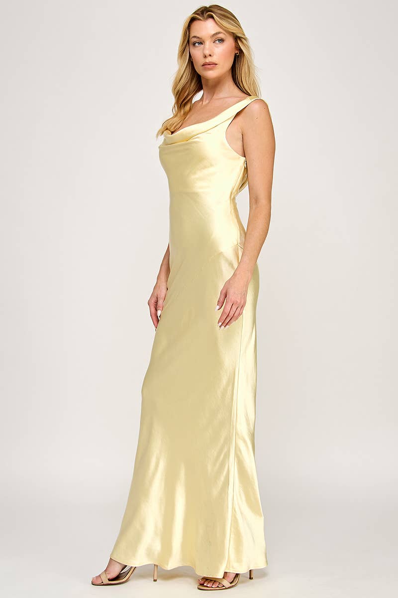Kate Cowl Neck Satin Maxi Dress