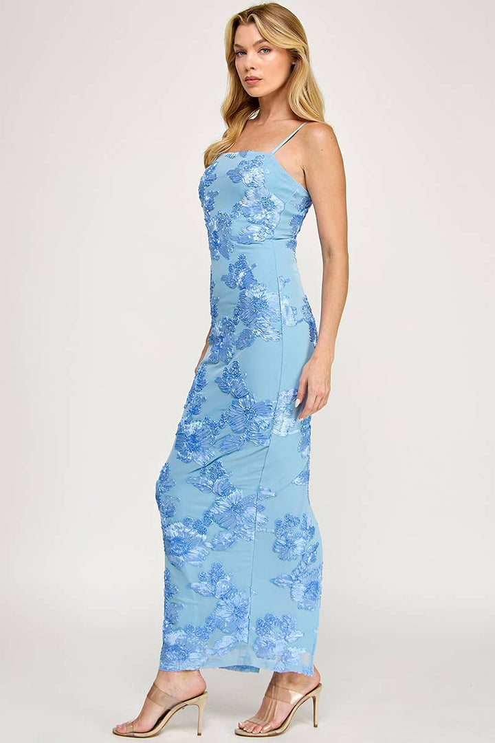 Julia Mesh Floral Embroidered Maxi Dress