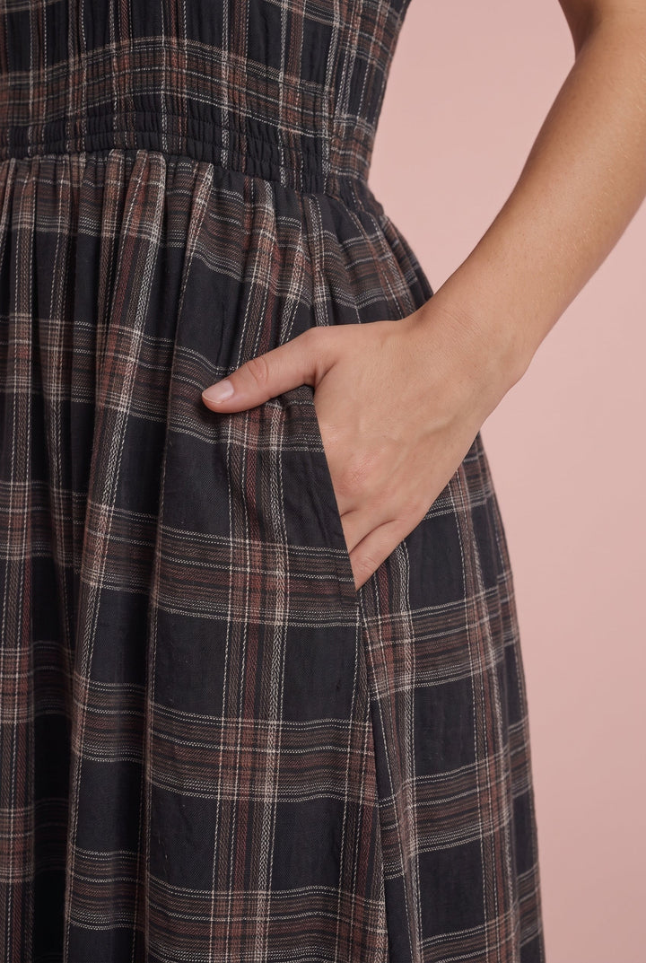 Blair Plaid Smocked Midi Dress