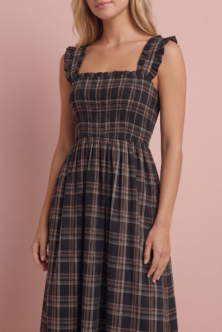 Blair Plaid Smocked Midi Dress