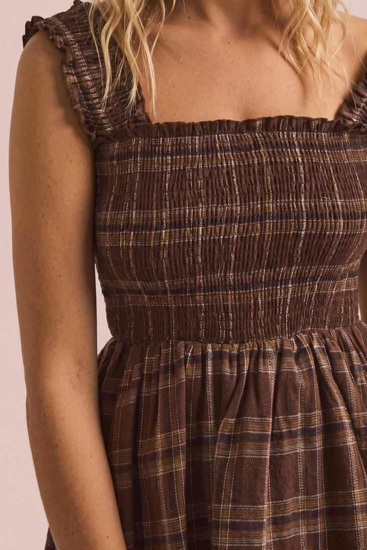 Blair Plaid Smocked Midi Dress