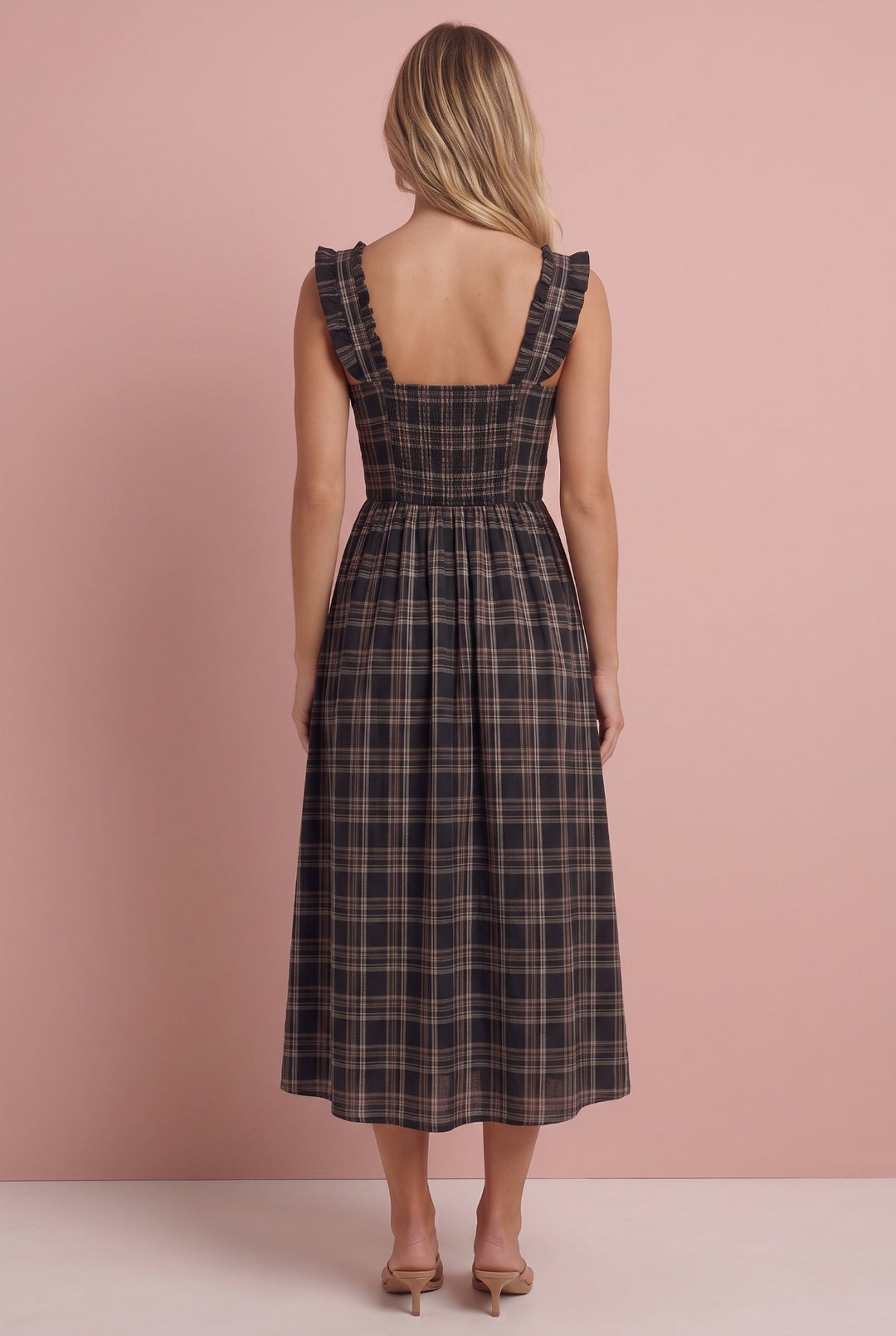 Blair Plaid Smocked Midi Dress