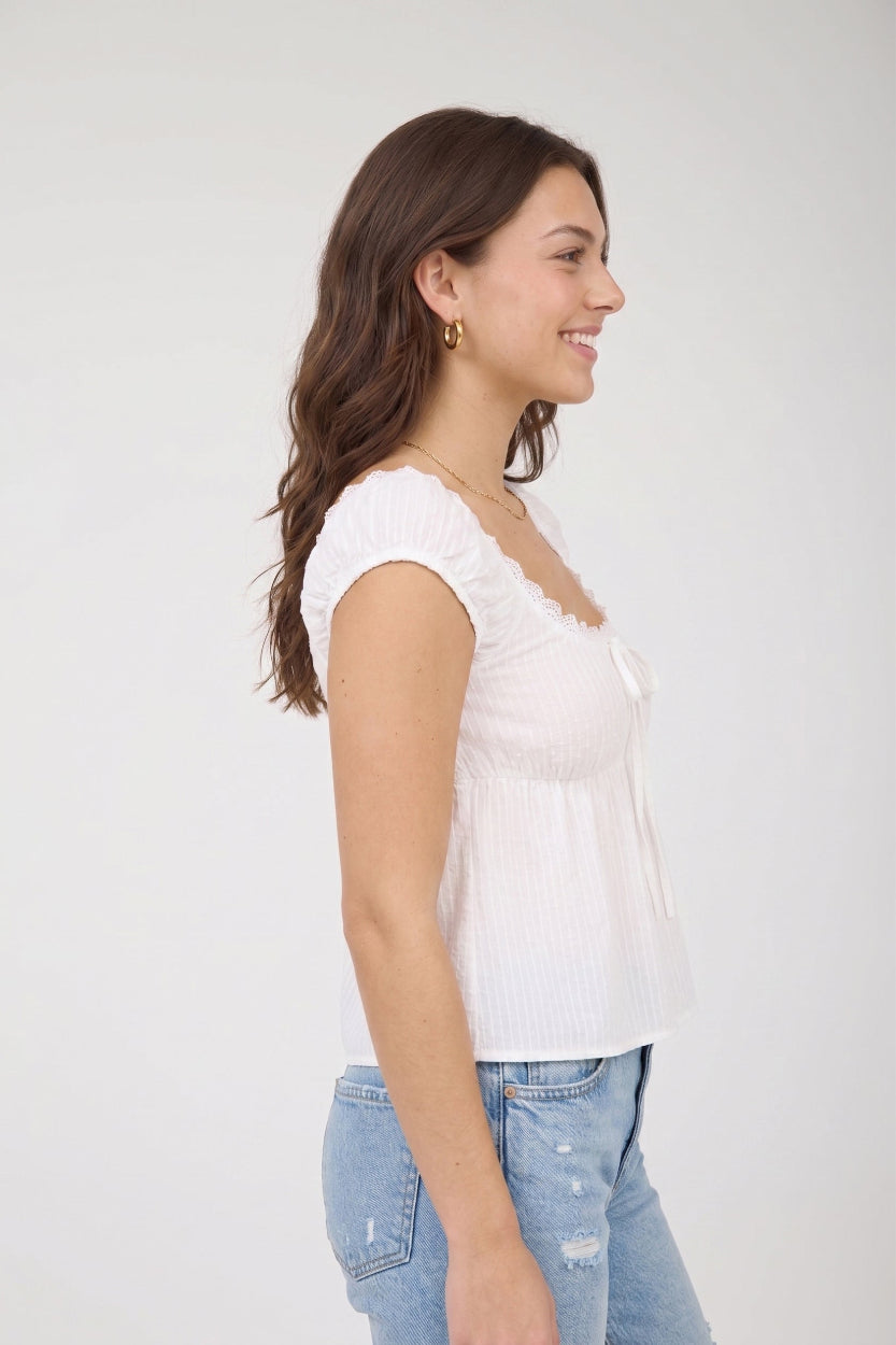 Cameron Front Tie Short Sleeve Top