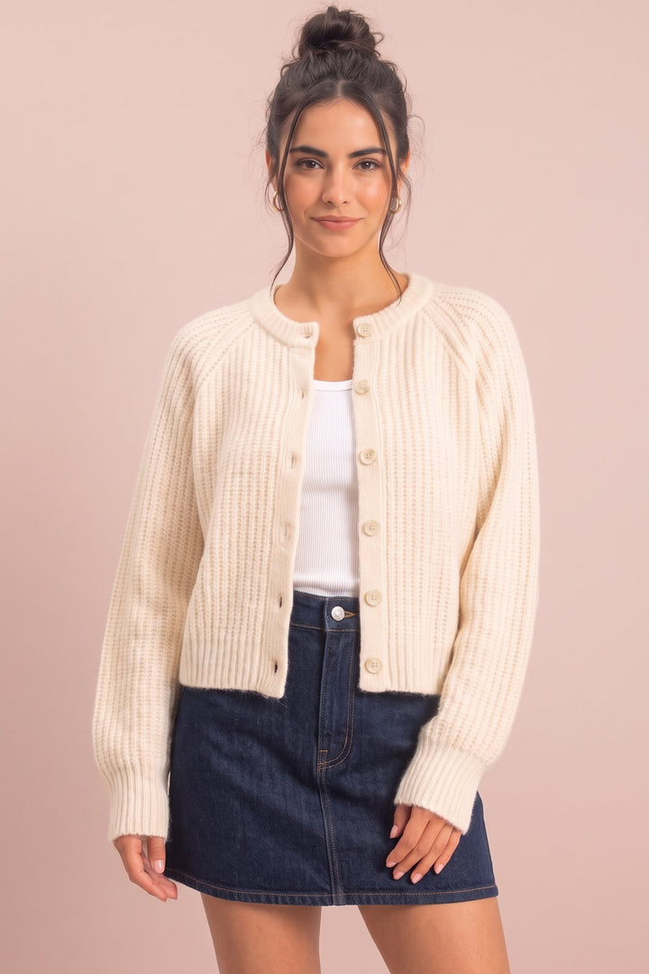 Delia Ribbed Buttoned Cardigan