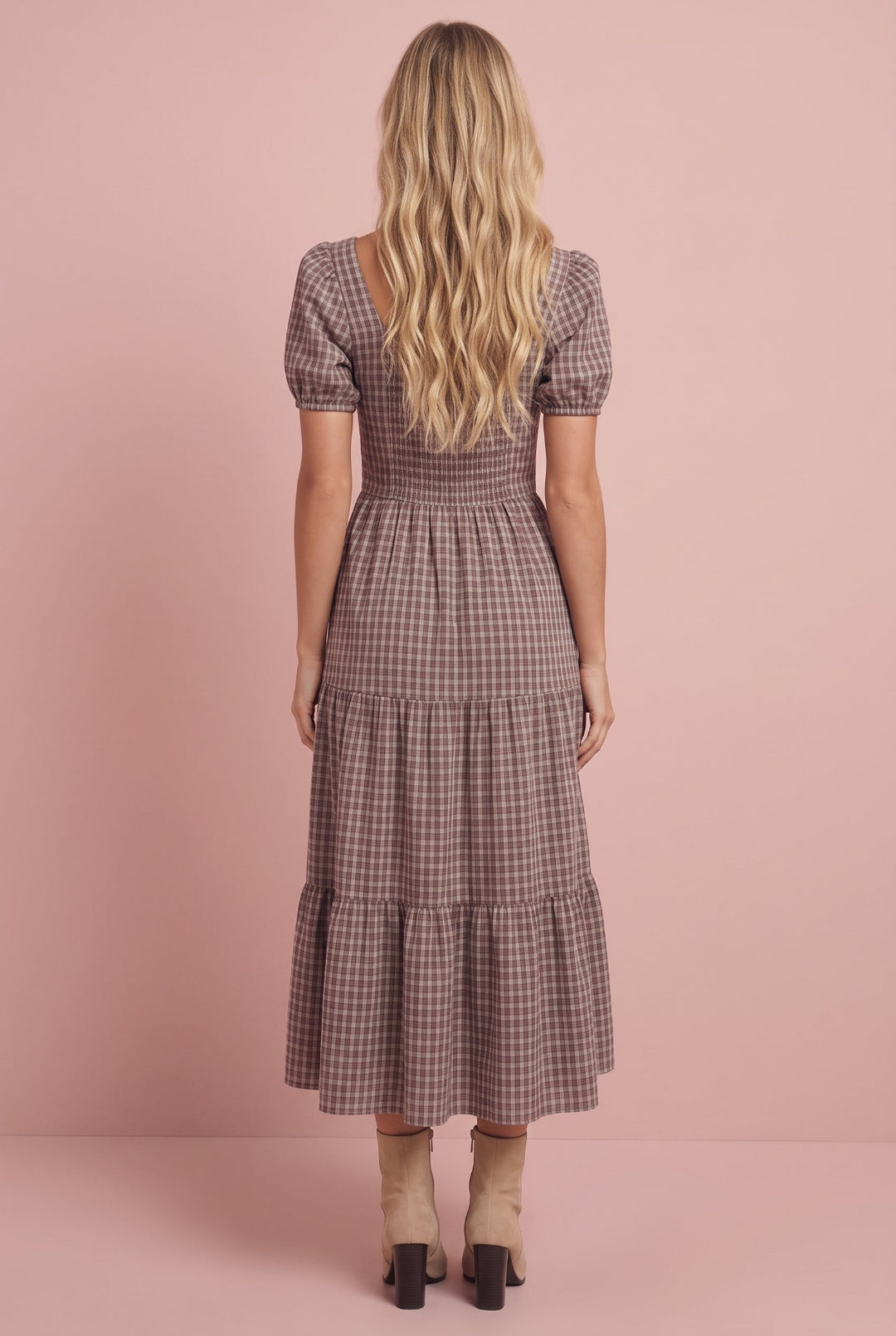 Harlow Plaid Corset Midi Dress