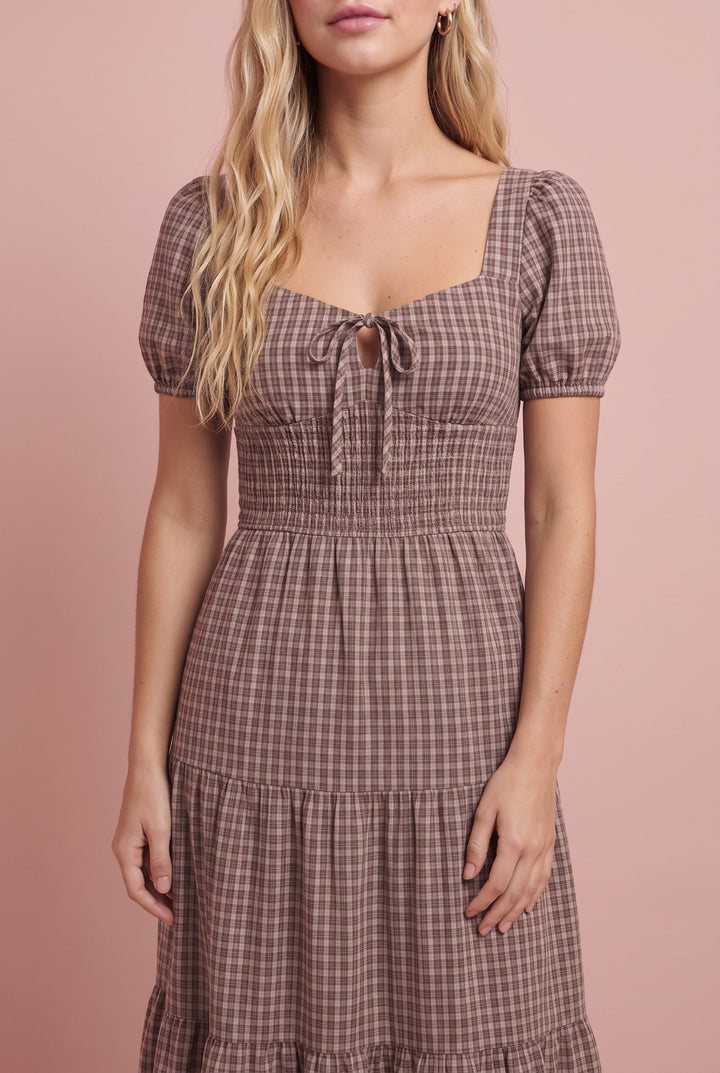 Harlow Plaid Corset Midi Dress