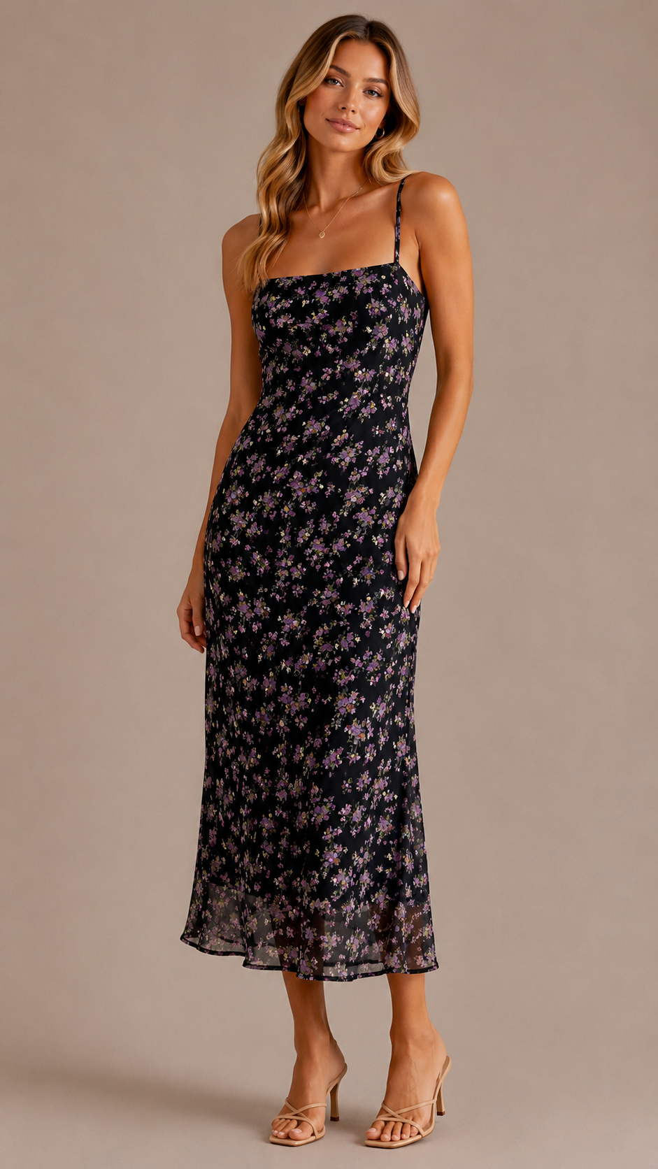 Sabrina Floral Chiffon Midi Dress