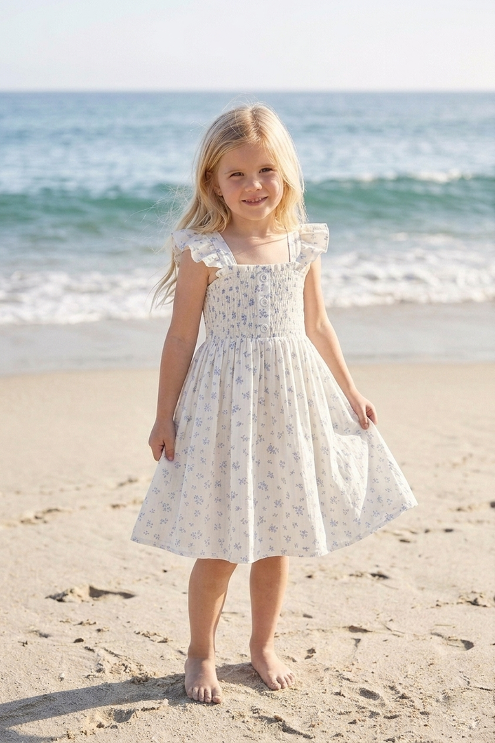 Girls Jamie Button Floral Dress