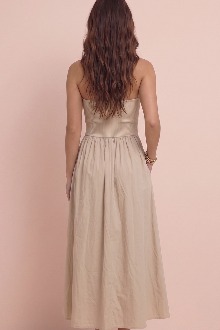 Janet Strapless Twist Midi Dress