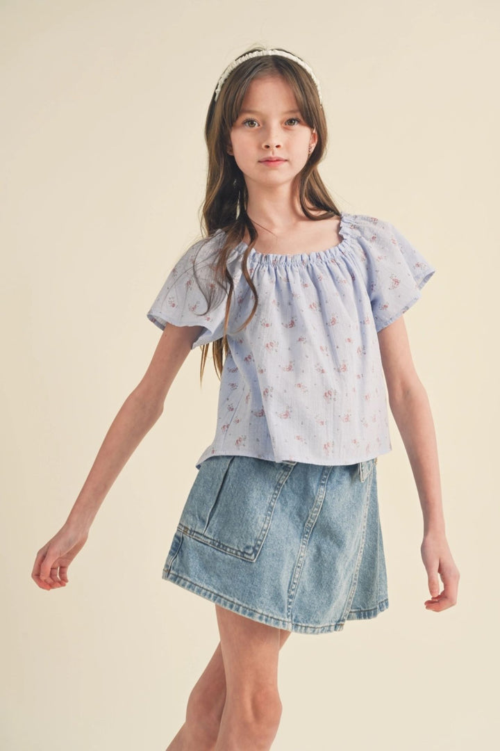 Lauren Girls Tween Peasant Top