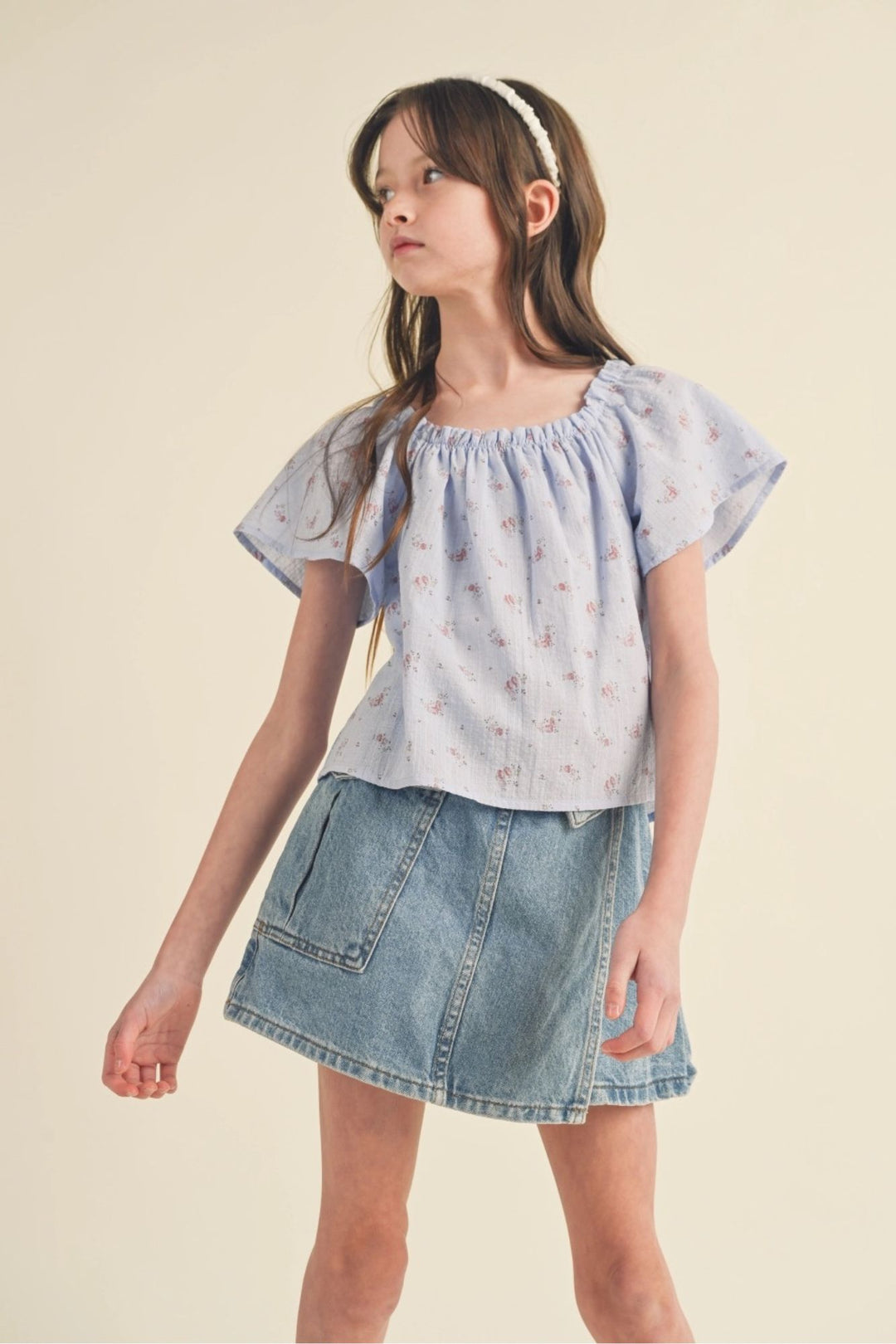 Lauren Girls Tween Peasant Top